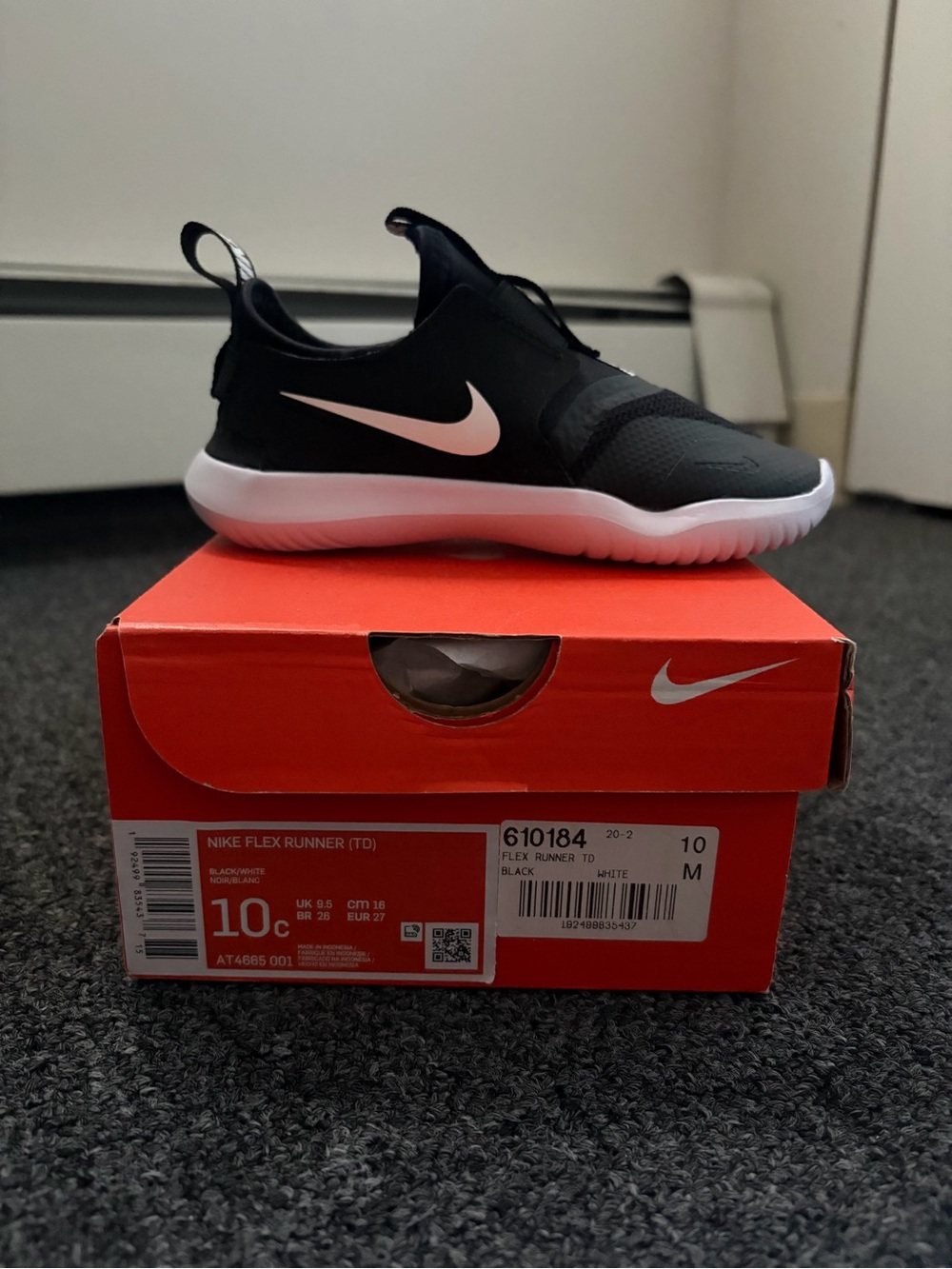 Nike Kids' Flex Runner Slip-On Sneakers - Black/white